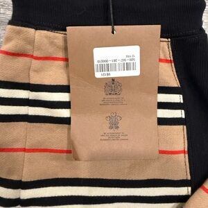 Burberry Kids Tan, Black, and Red Striped Joggers